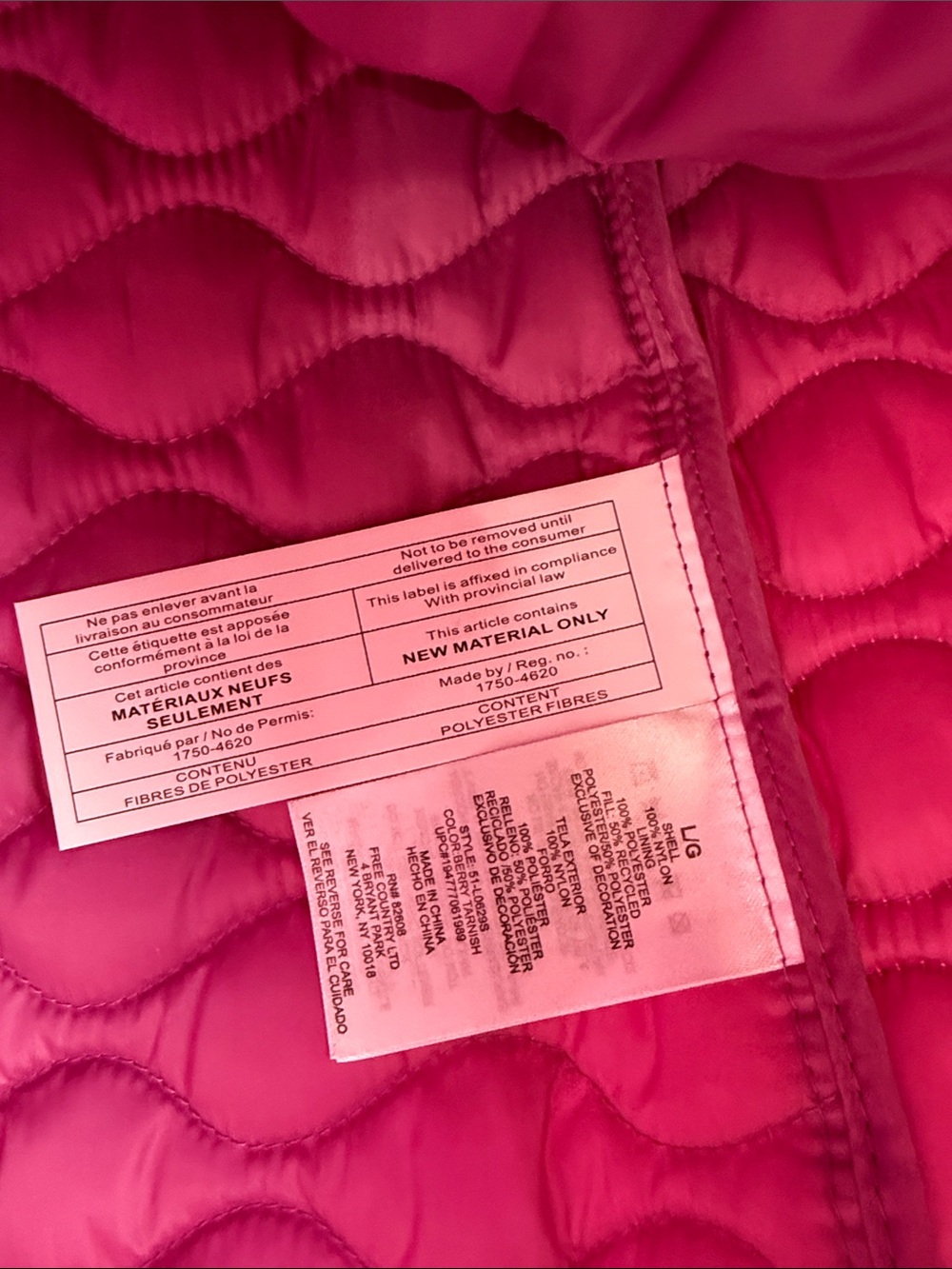 Free Country Pink Quilted Vest Women's Size Large Lightweight NWOT - Picture 6 of 7